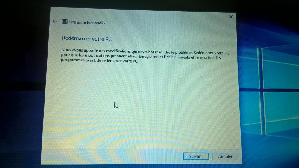 Redémarrage du pc
